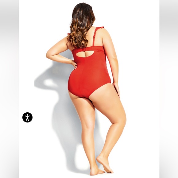 NWT City Chic LINOSA 1 PC Ruched Swim Suit - Grenadine - Picture 3 of 9